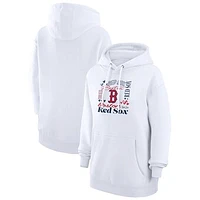 Women's G-III 4Her by Carl Banks White Boston Red Sox Collage Team Graphic Fleece Pullover Hoodie