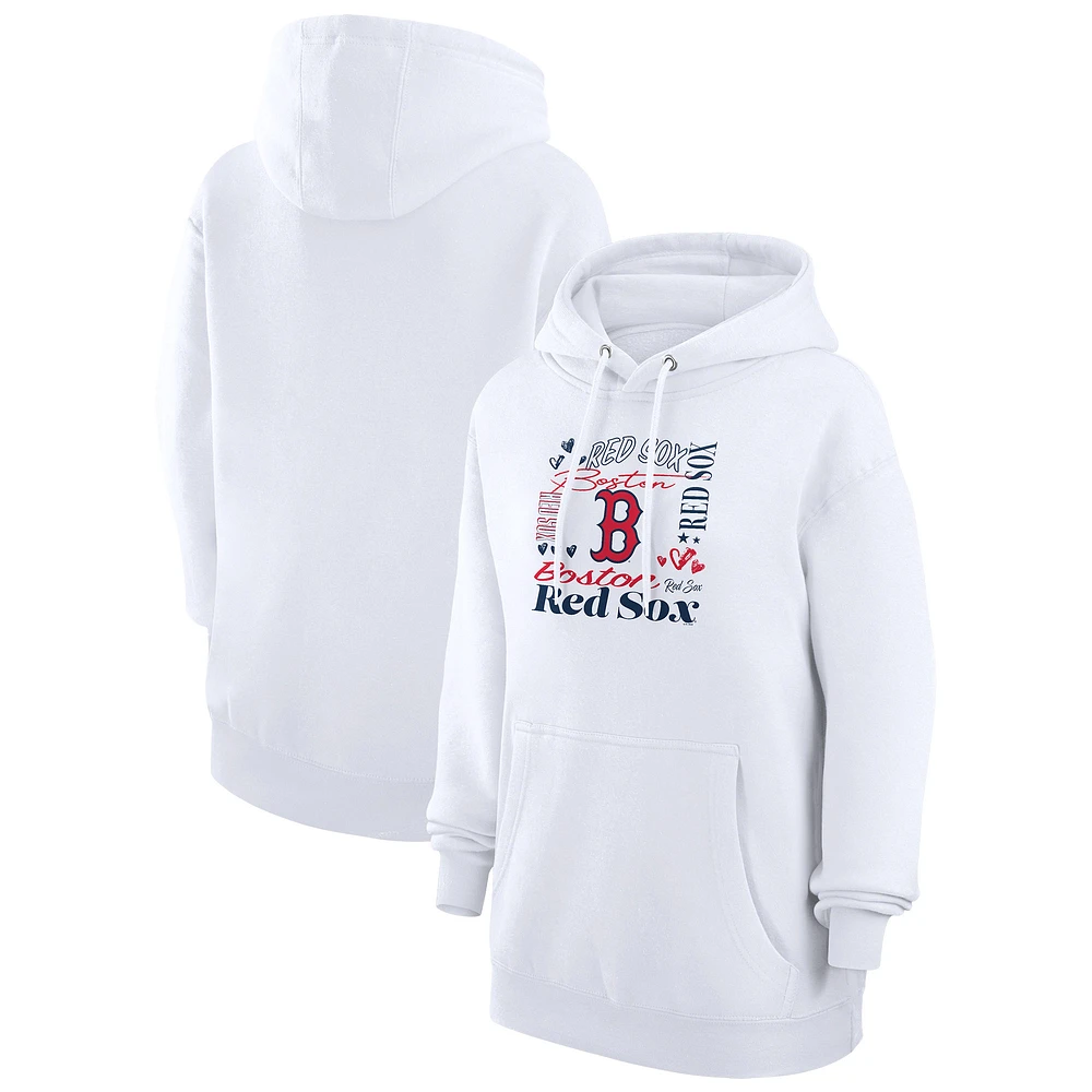 Women's G-III 4Her by Carl Banks White Boston Red Sox Collage Team Graphic Fleece Pullover Hoodie