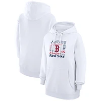 Women's G-III 4Her by Carl Banks White Boston Red Sox Collage Team Graphic Fleece Pullover Hoodie