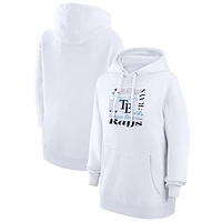 Women's G-III 4Her by Carl Banks White Tampa Bay Rays Collage Team Graphic Fleece Pullover Hoodie