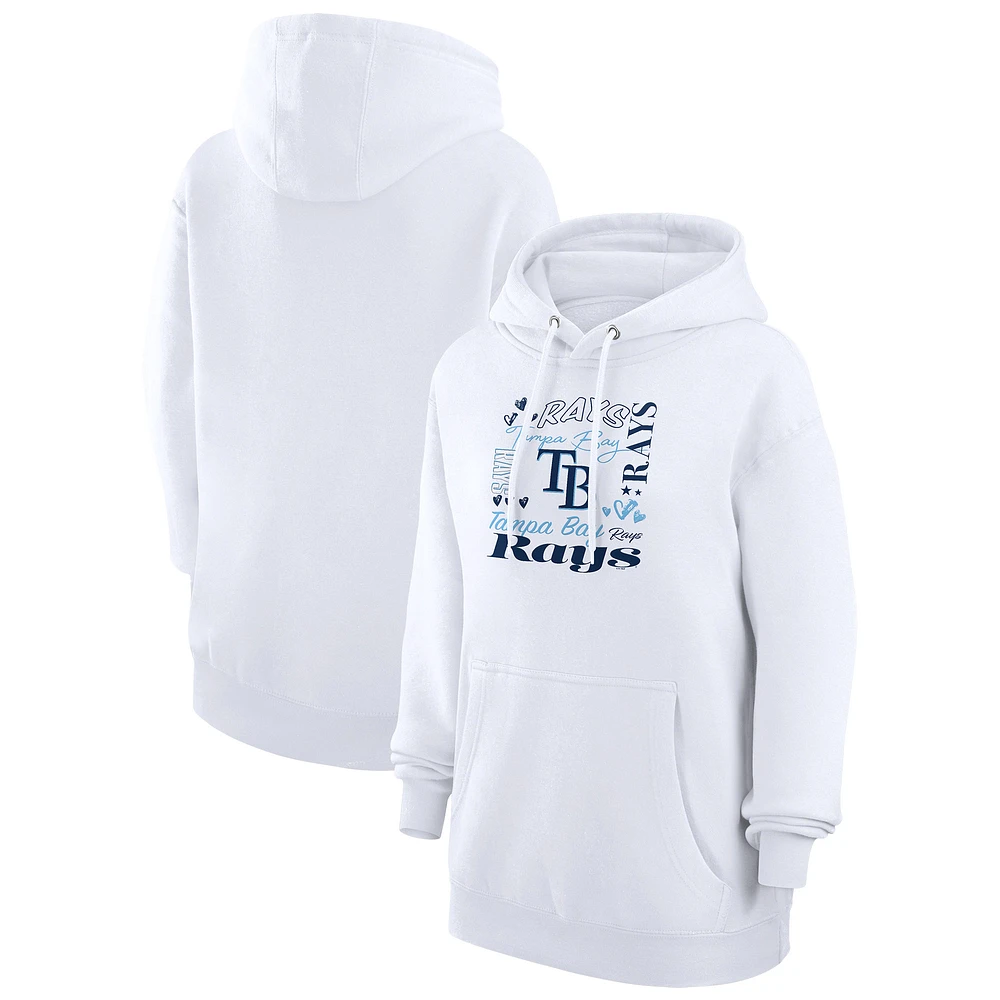 Women's G-III 4Her by Carl Banks White Tampa Bay Rays Collage Team Graphic Fleece Pullover Hoodie