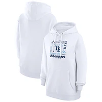 Women's G-III 4Her by Carl Banks White Tampa Bay Rays Collage Team Graphic Fleece Pullover Hoodie