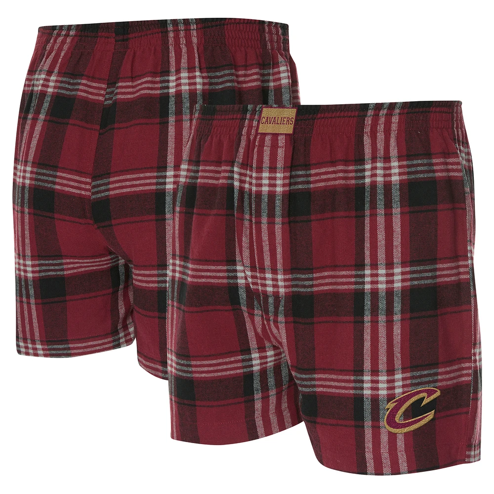 Men's Concepts Sport Wine Cleveland Cavaliers Region Flannel Boxer Short