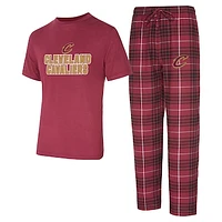 Men's Concepts Sport  Wine/Black Cleveland Cavaliers Vector T-Shirt & Flannel Pants Sleep Set