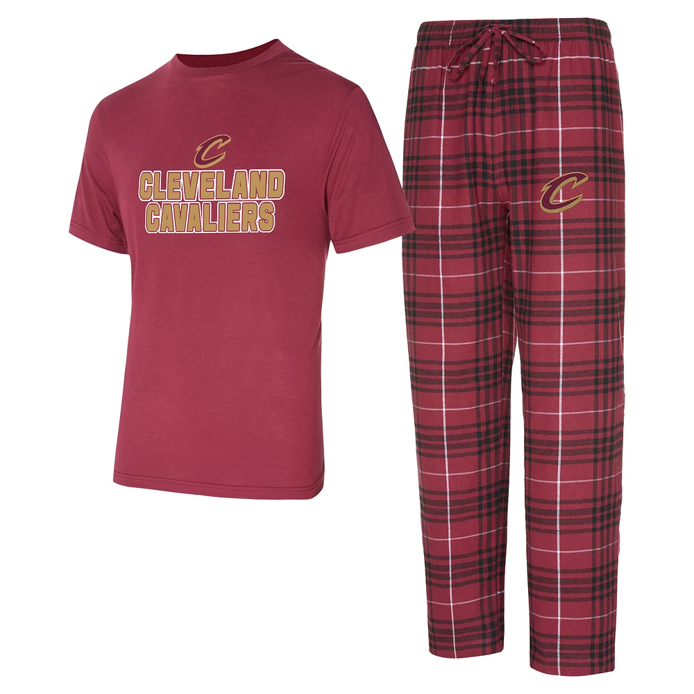 Men's Concepts Sport  Wine/Black Cleveland Cavaliers Vector T-Shirt & Flannel Pants Sleep Set