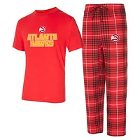 Men's Concepts Sport  Red/Black Atlanta Hawks Vector T-Shirt & Flannel Pants Sleep Set