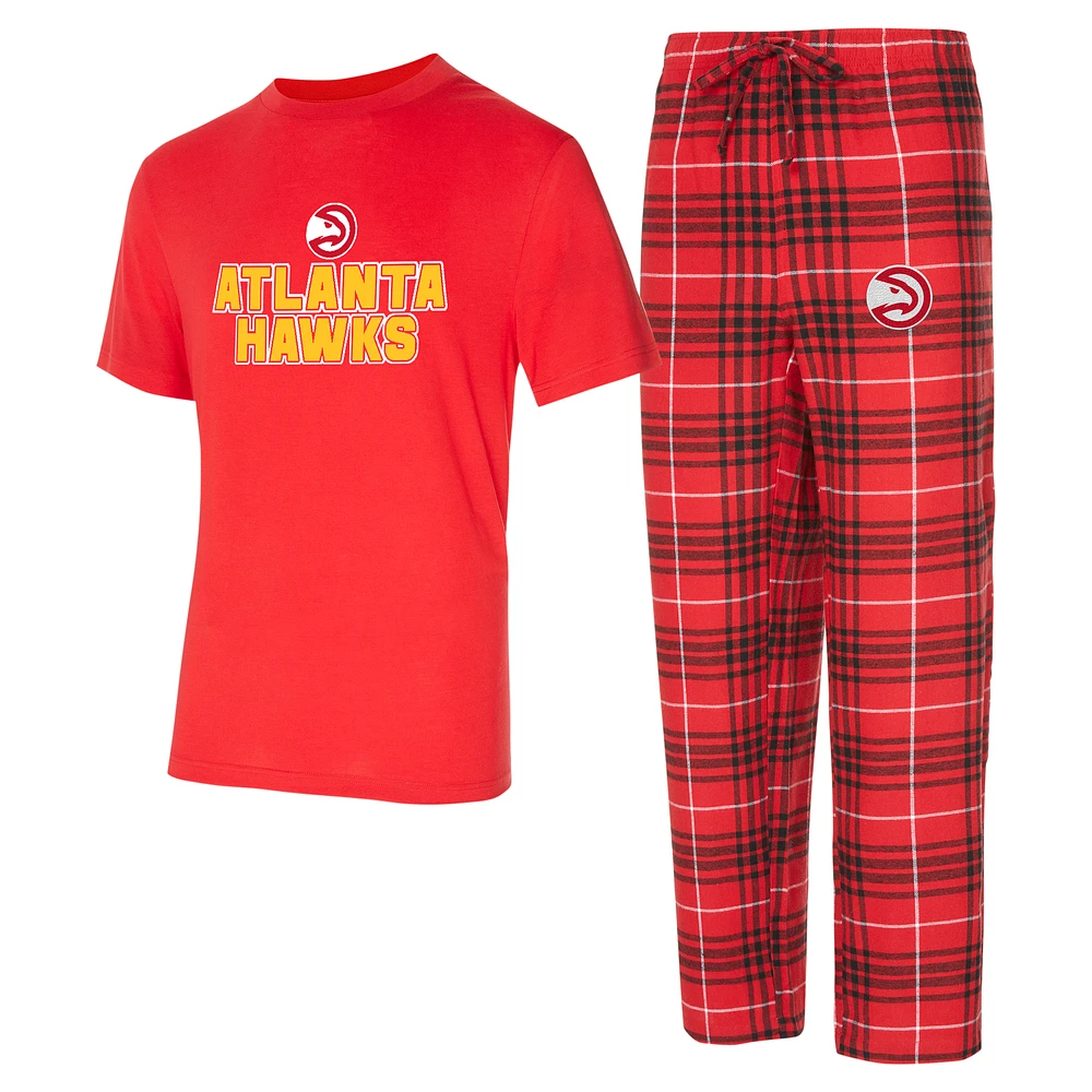 Men's Concepts Sport  Red/Black Atlanta Hawks Vector T-Shirt & Flannel Pants Sleep Set