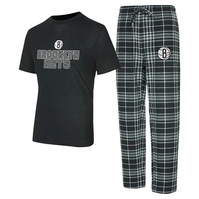 Men's Concepts Sport  Black/Gray Brooklyn Nets Vector T-Shirt & Flannel Pants Sleep Set