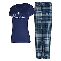 Women's Concepts Sport  Navy/Gray Dallas Mavericks Vector T-Shirt & Flannel Pants Sleep Set