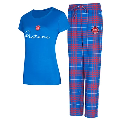 Women's Concepts Sport  Blue/Red Detroit Pistons Vector T-Shirt & Flannel Pants Sleep Set