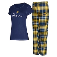 Women's Concepts Sport  Navy/Gold Indiana Pacers Vector T-Shirt & Flannel Pants Sleep Set