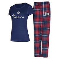 Women's Concepts Sport  Navy/Red LA Clippers Vector T-Shirt & Flannel Pants Sleep Set