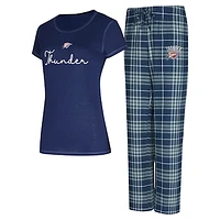 Women's Concepts Sport  Navy/Gray Oklahoma City Thunder Vector T-Shirt & Flannel Pants Sleep Set