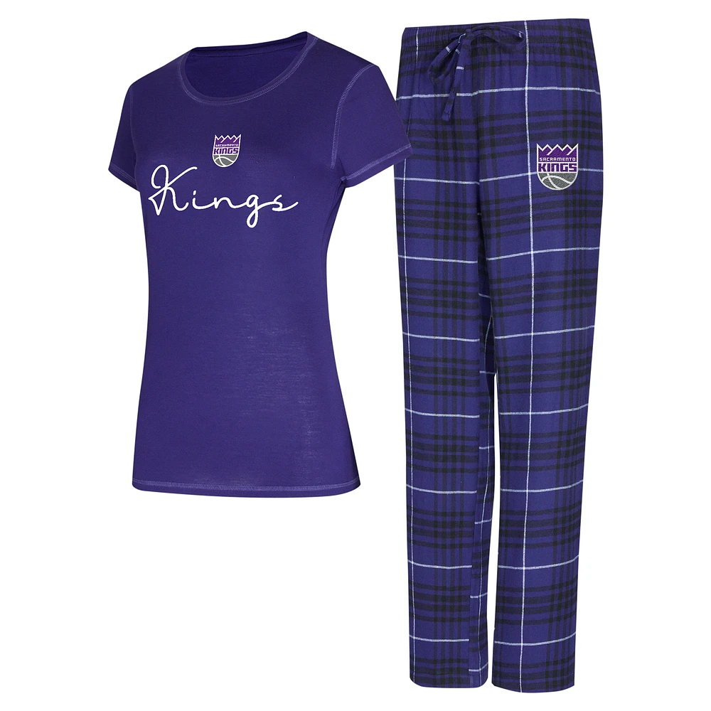 Women's Concepts Sport  Purple/Black Sacramento Kings Vector T-Shirt & Flannel Pants Sleep Set