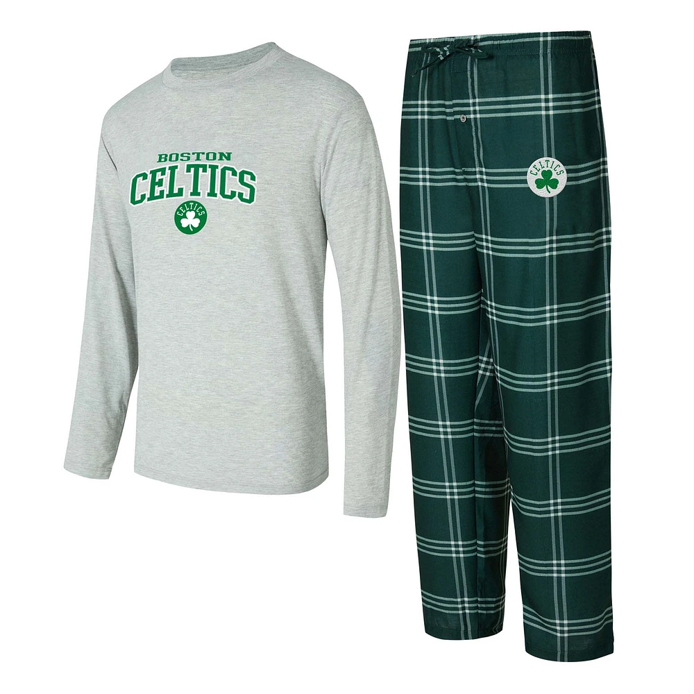 Men's Concepts Sport Kelly Green/Gray Boston Celtics Petition Long Sleeve T-Shirt and Plaid Pant Set