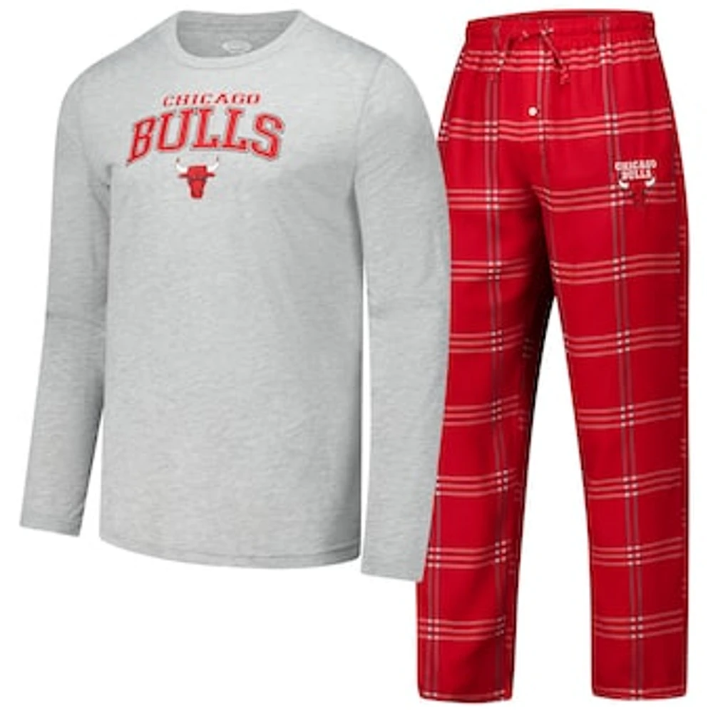 Men's Concepts Sport Red Chicago Bulls Petition Long Sleeve T-Shirt and Plaid Pant Set