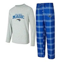 Men's Concepts Sport Blue/Gray Orlando Magic Petition Long Sleeve T-Shirt and Plaid Pant Set