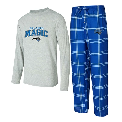 Men's Concepts Sport Blue/Gray Orlando Magic Petition Long Sleeve T-Shirt and Plaid Pant Set