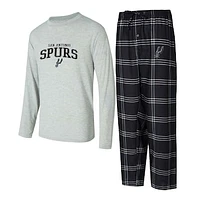 Men's Concepts Sport Black/Gray San Antonio Spurs Petition Long Sleeve T-Shirt and Plaid Pant Set