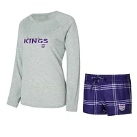 Women's Concepts Sport Sacramento Kings Petition Long Sleeve Top and Shorts Set