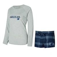 Women's Concepts Sport Memphis Grizzlies Petition Long Sleeve Top and Shorts Set