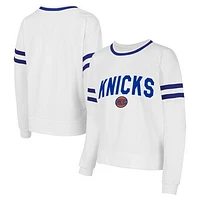 Women's Concepts Sport  White New York Knicks Borough Pullover Sweatshirt