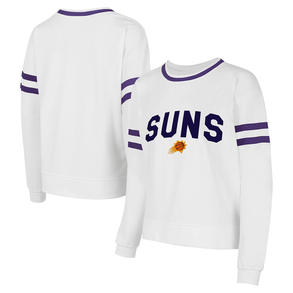 Women's Concepts Sport  White Phoenix Suns Borough Pullover Sweatshirt