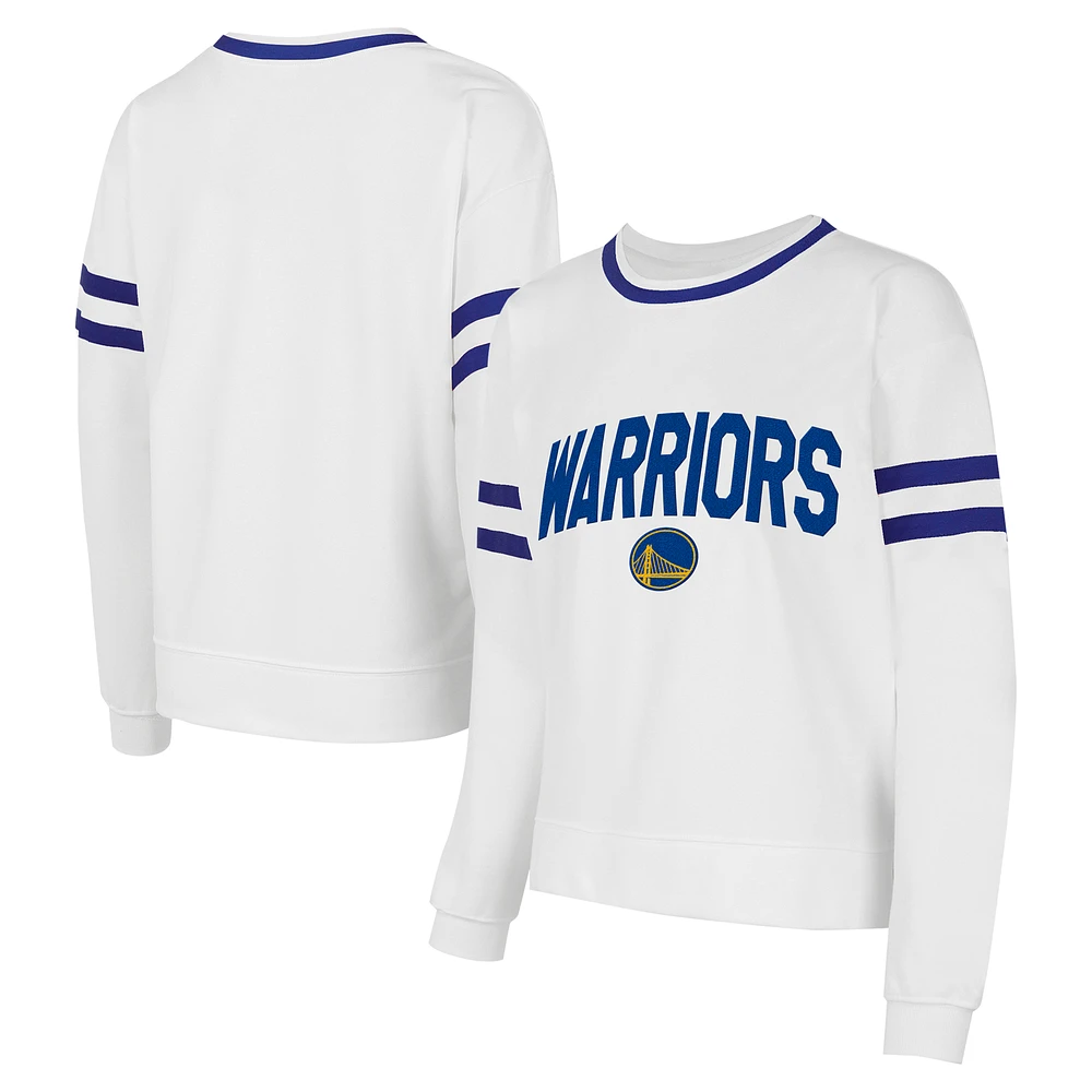 Women's Concepts Sport  White Golden State Warriors Borough Pullover Sweatshirt