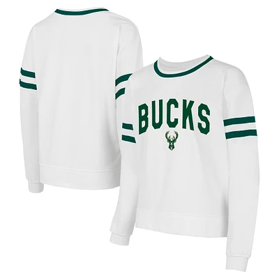 Women's Concepts Sport  White Milwaukee Bucks Borough Pullover Sweatshirt