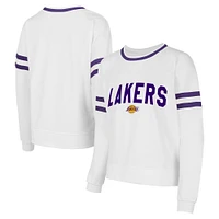 Women's Concepts Sport  White Los Angeles Lakers Borough Pullover Sweatshirt