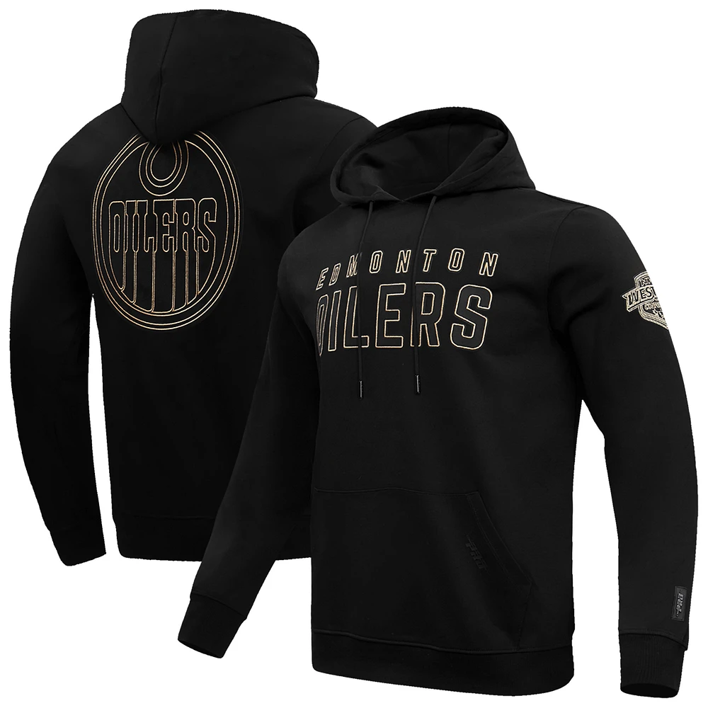 Men's Pro Standard Edmonton Oilers Black & Gold Outline Pullover Hoodie