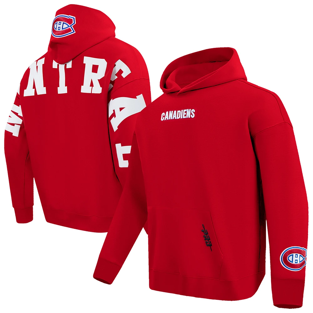 Men's Pro Standard Red Montreal Canadiens Wingspan Drop Shoulder Pullover Hoodie