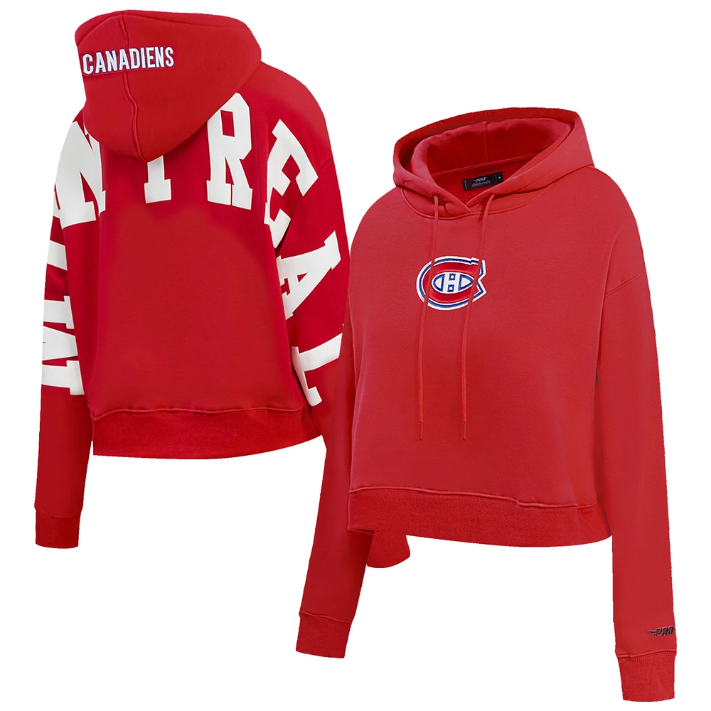 Women's Pro Standard Red Montreal Canadiens Wingspan Cropped Pullover Hoodie