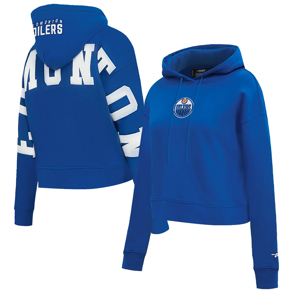 Women's Pro Standard Royal Edmonton Oilers Wingspan Cropped Pullover Hoodie