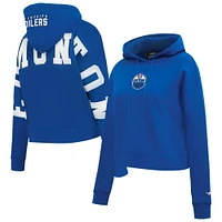 Women's Pro Standard Royal Edmonton Oilers Wingspan Cropped Pullover Hoodie