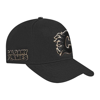 Men's Pro Standard Black Calgary Flames Metallic Logo Snapback Hat