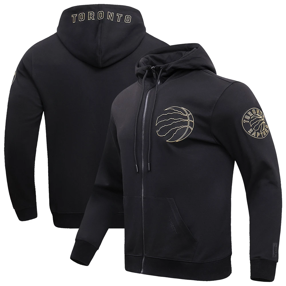 Men's Pro Standard Toronto Raptors Black & Gold Outline Full-Zip Hoodie