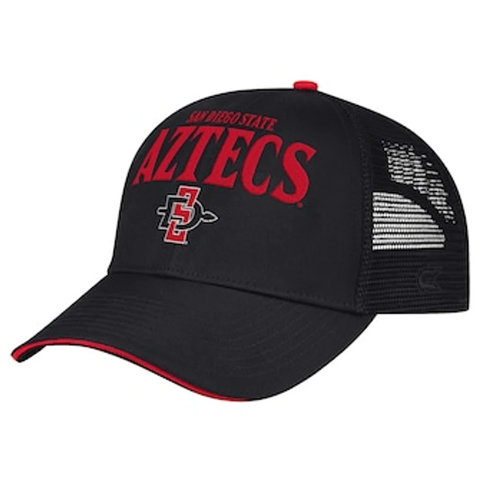 Men's Colosseum Black San Diego State Aztecs Wyatt Primary Team Trucker Adjustable Hat