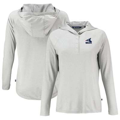 Women's Cutter & Buck Gray Chicago White Sox Cooperstown Collection Coastline Epic Comfort Eco Recycled Hoodie Raglan Long Sleeve T-Shirt