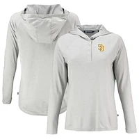 Women's Cutter & Buck Gray San Diego Padres  Coastline Epic Comfort Eco Recycled Hoodie Raglan Long Sleeve T-Shirt