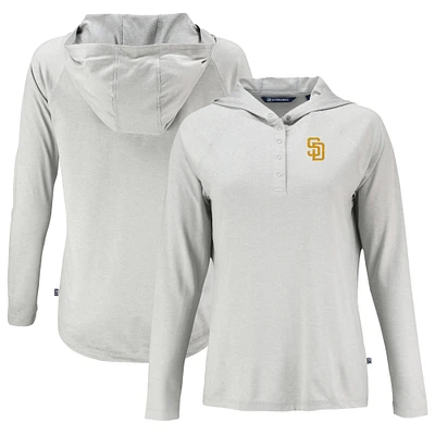 Women's Cutter & Buck Gray San Diego Padres  Coastline Epic Comfort Eco Recycled Hoodie Raglan Long Sleeve T-Shirt