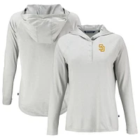 Women's Cutter & Buck Gray San Diego Padres  Coastline Epic Comfort Eco Recycled Hoodie Raglan Long Sleeve T-Shirt