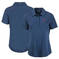 Women's Cutter & Buck Navy Cleveland Indians Cooperstown Collection Coastline Epic Comfort Eco Recycled Polo