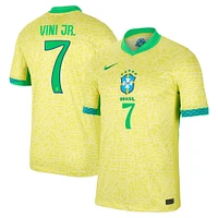 Men's Nike Vini Jr. Yellow Brazil National Team 2024 Home Replica Jersey