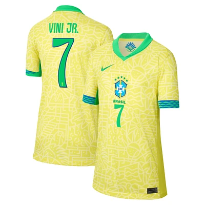 Youth Nike Vini Jr. Yellow Brazil National Team 2024 Home Replica Jersey