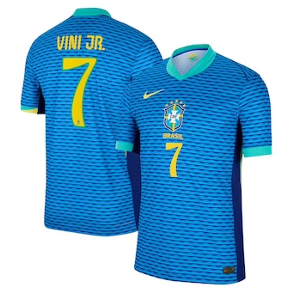 Men's Nike Vini Jr. Blue Brazil National Team 2024 Away Authentic Jersey