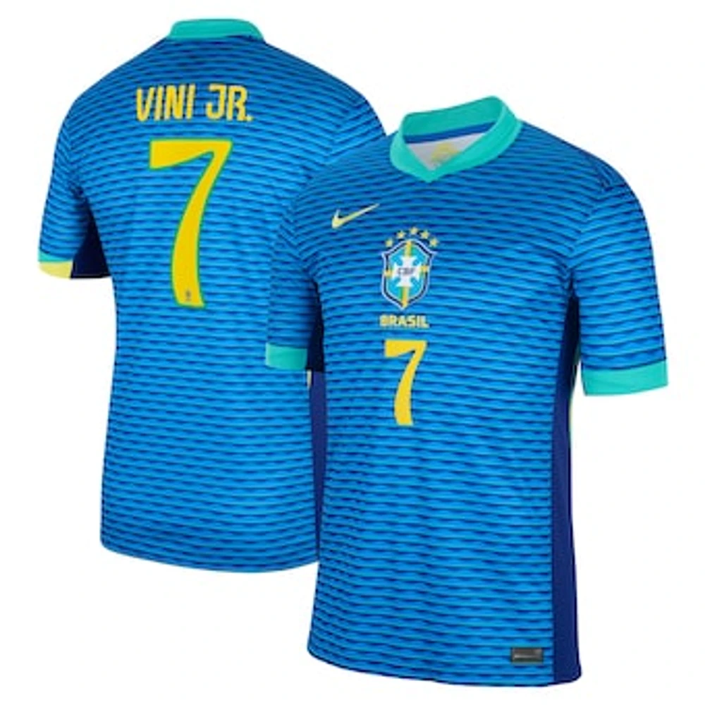 Men's Nike Vini Jr. Blue Brazil National Team 2024 Away Replica Jersey