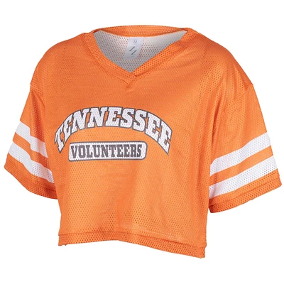 Women's ZooZatz Tennessee Orange Tennessee Volunteers Mesh Cropped V-Neck T-Shirt