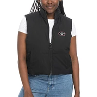 Women's ZooZatz Black Georgia Bulldogs Cropped Puffer Full-Zip Vest