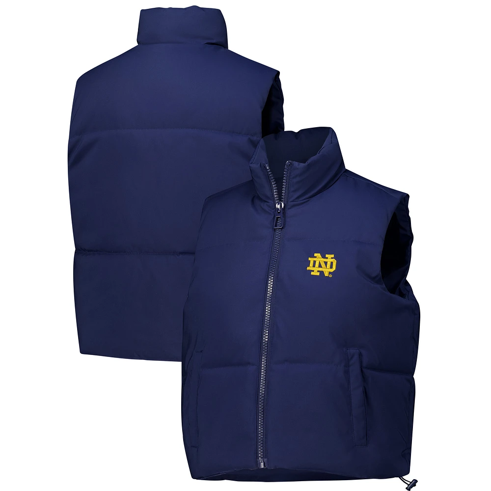 Women's ZooZatz Navy Notre Dame Fighting Irish Cropped Puffer Full-Zip Vest